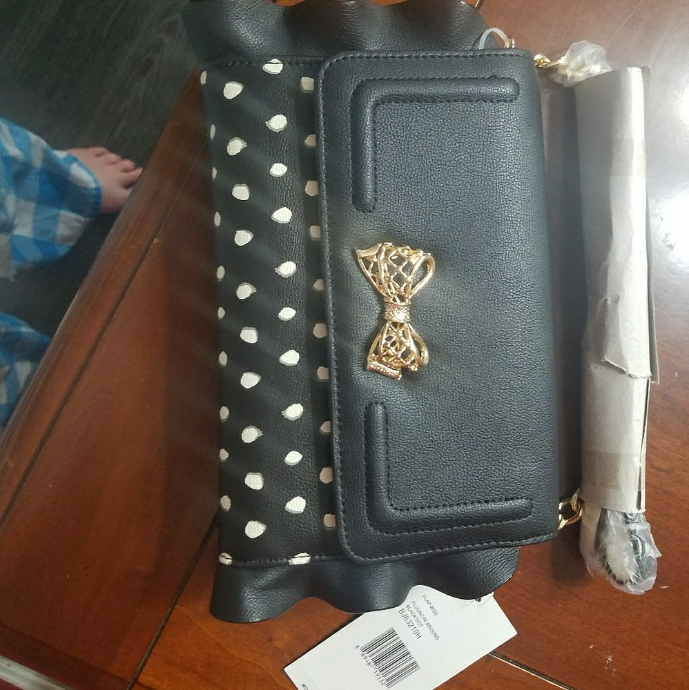 Betsey Johnson black/white polka dot - Picture 1 of 2